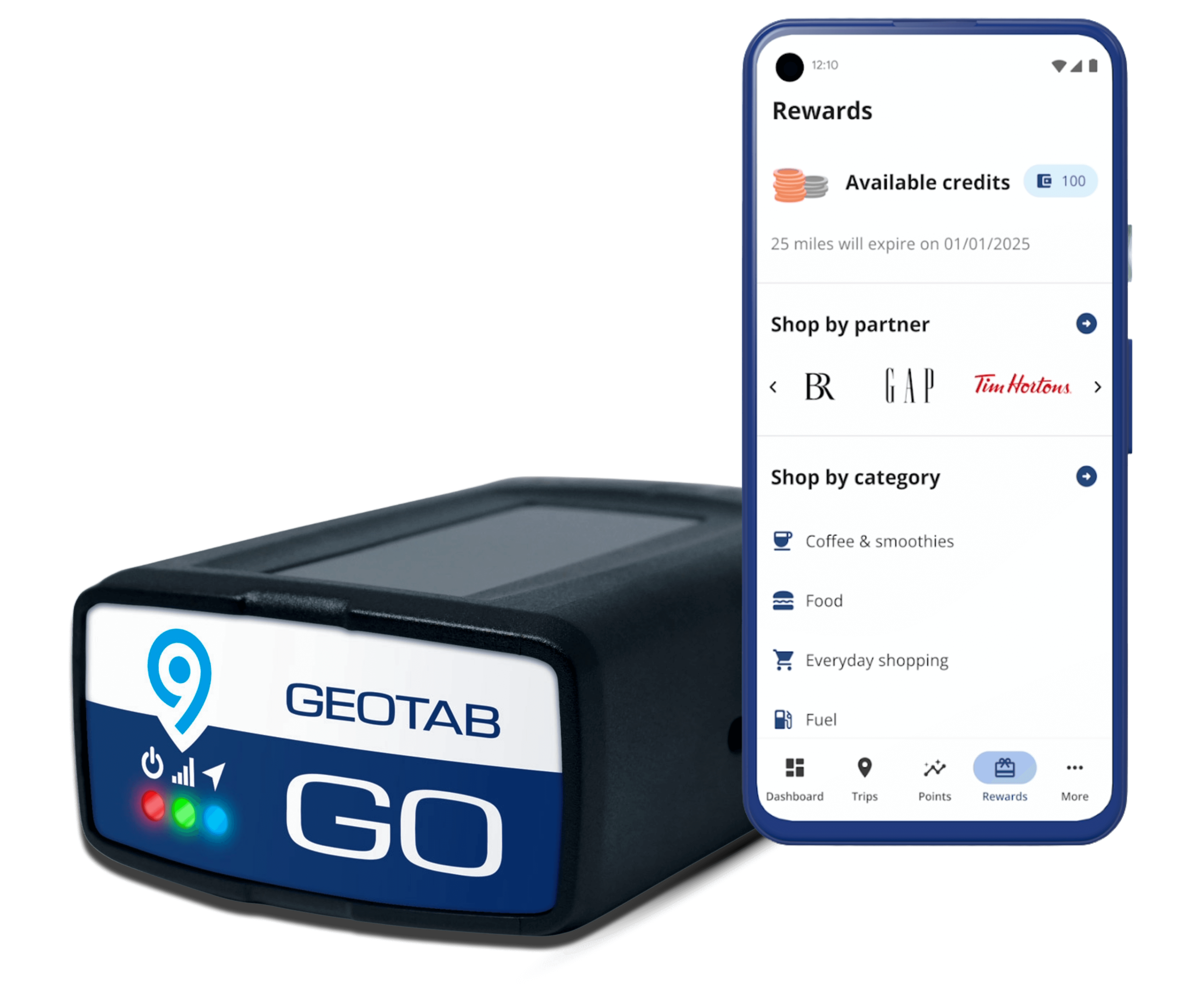 Geotab driver rewards and safety scores with a GO device