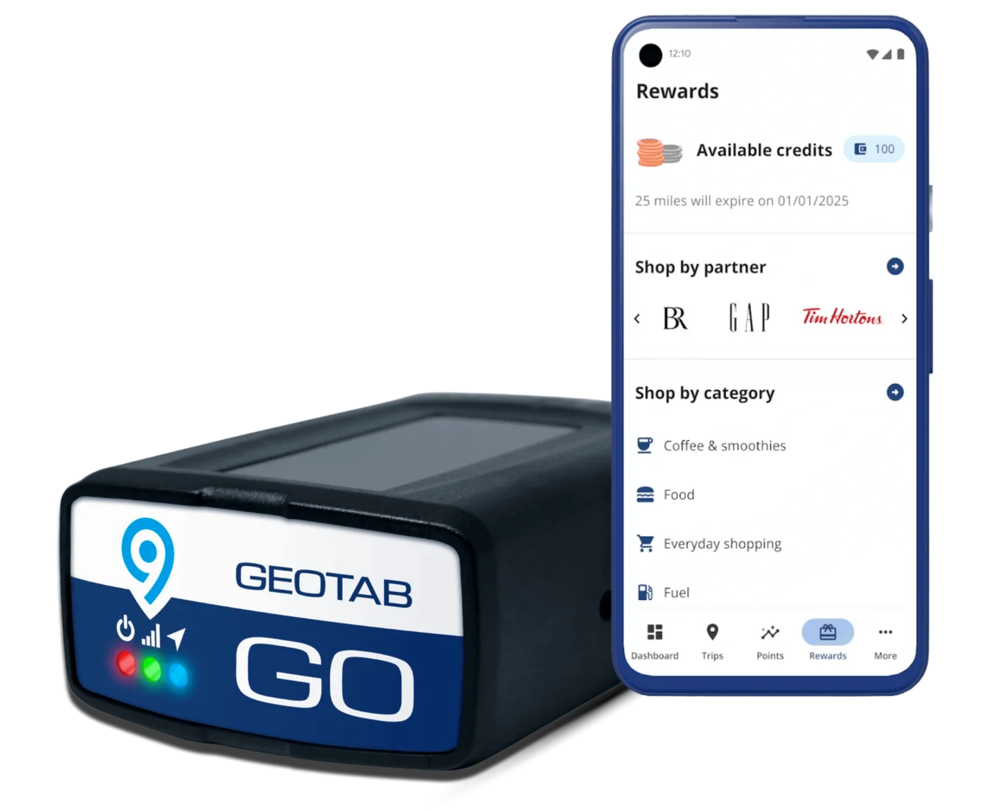 Geotab driver rewards and safety scores with a GO device