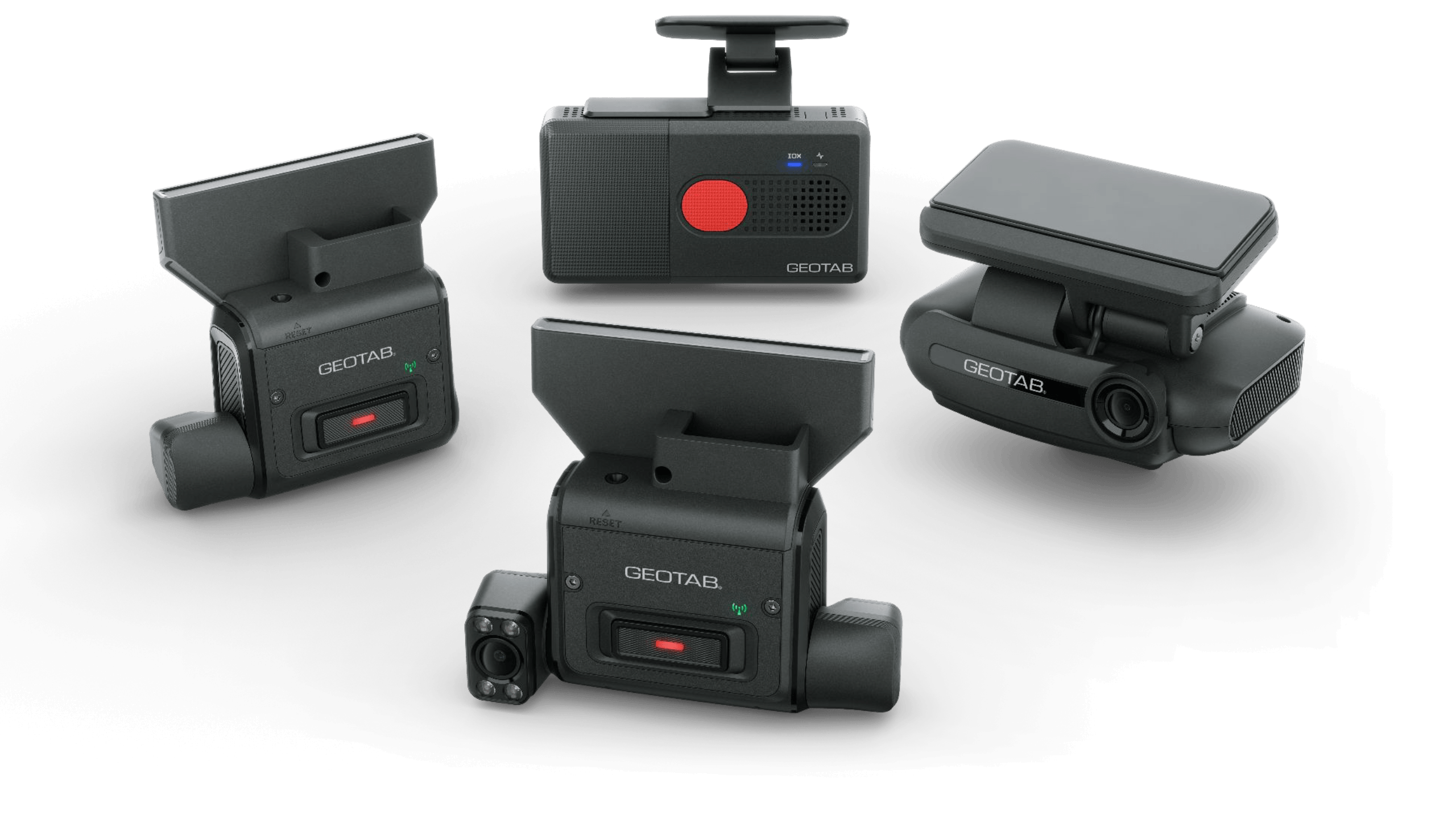 The Geotab GO Focus AI dash camera family: GO Focus, GO Focus Plus, and GO Focus Pro