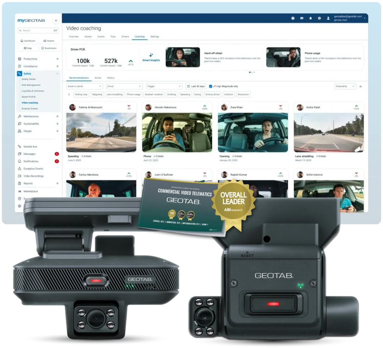 Geotab GO Focus AI dash cameras with the video coaching library