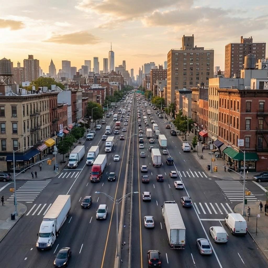 City traffic along a passenger route